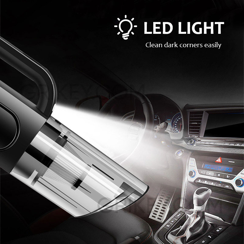 4-IN-1 Portable Car Vacuum Cleaner with Air Compressor Pump DC 12V Tire Inflator for Cars, Handheld Car Vaccum with LED Light-grikey