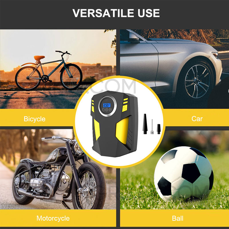  Tire Inflator Air Compressor Portable Air Pump 12V DC Auto Tire Pump w/ Digital Pressure Gauge LED Light for Car Tire Bike Motorcycle Ball-grikey