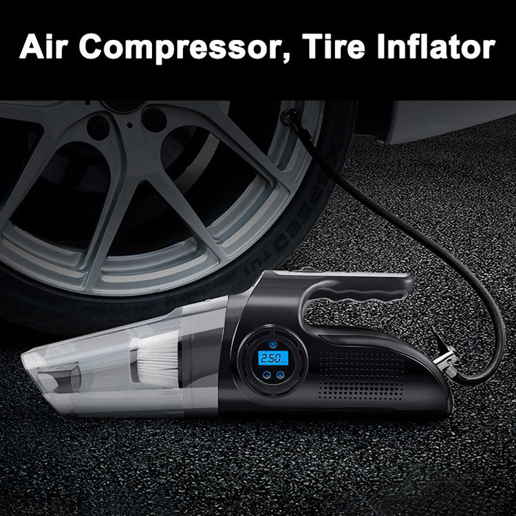 Car Vacuum Cleaner Tire Inflator Portable Air Compressor with Digital Tire Pressure Gauge LCD Display and LED Light-grikey