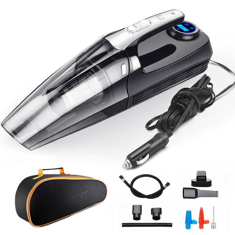 Handheld Vacuums Multifunction Car Vacuum Cleaner with Tire Pressure Gauge and Car Inflator 120W Powerful Suction Wet and Dry-grikey