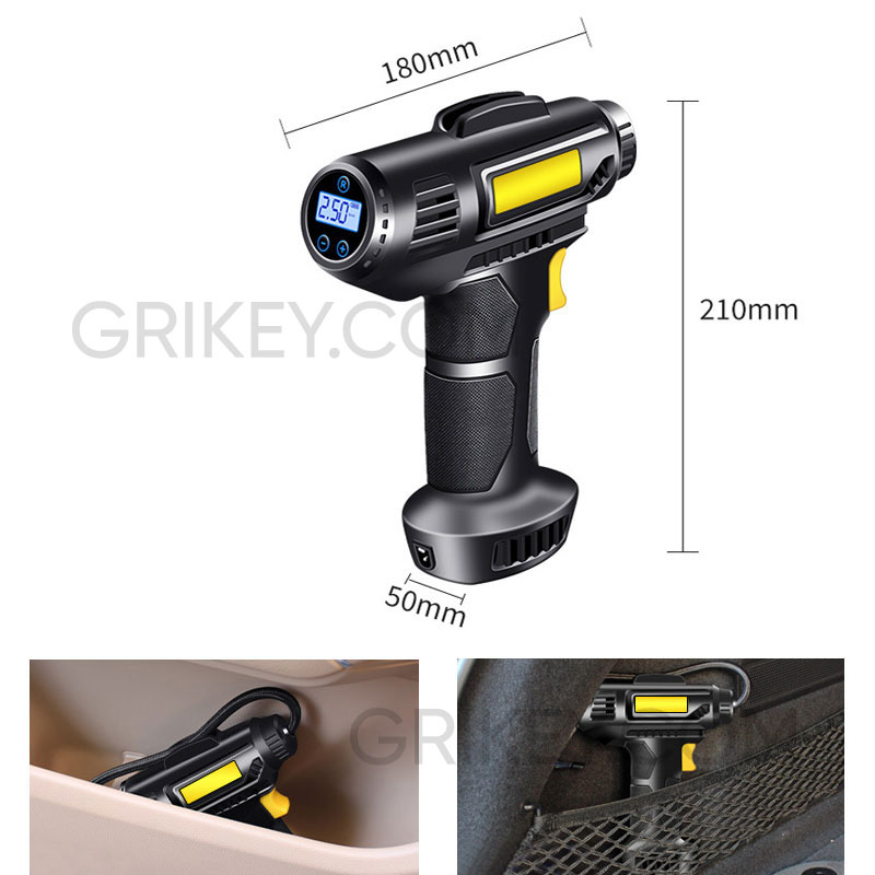 Tire Inflator Portable Air Compressor 12V Smart Air Pump W/ Digital Pressure Gauge Fast Inflation Tire Pump for Car Bicycle Ball-grikey