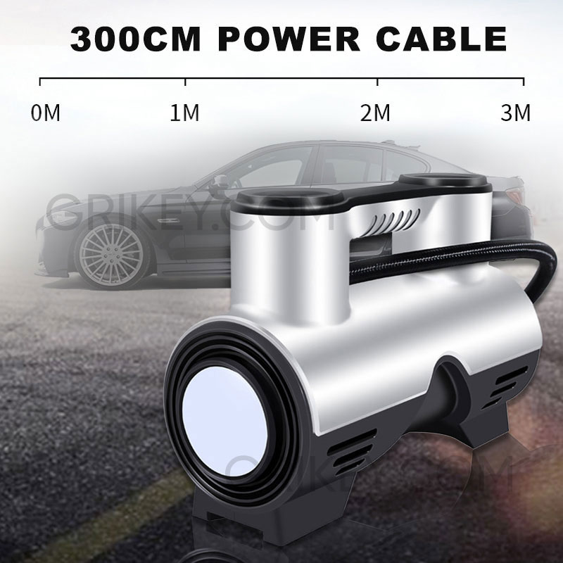 Tire Inflator Portable Air Compressor 12V DC Air Pump Tire Pump with Pressure Gauge LED Light for Car Tires Motorcycles Bike-grikey