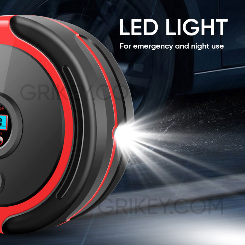 Air Compressor Tire Inflator Portable Air Pump 12V DC Auto Tire Pump w/ Digital Pressure Gauge LED Light for Car Tires Bicycle Balls-grikey