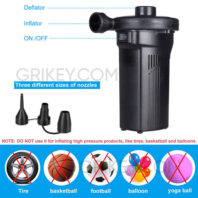 Air Pump for Inflatables Rechargeable Electric Pump Inflator/Deflator for Camping Inflatable Cushion Air Mattress Bed Pool Toy-grikey