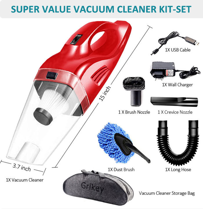 USB Rechargeable Portable 120W Handheld Vacuum Cleaner For Car /Home Battery Vaccum Cleaner Wireless-grikey