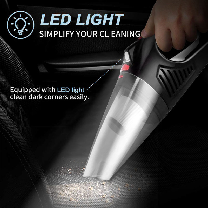 Handheld Vacuum Cleaner Cordless Rechargeable 10000Pa Strong Suction Portable Car Vacuum Cleaner w/ LED Light for Auto Office-grikey