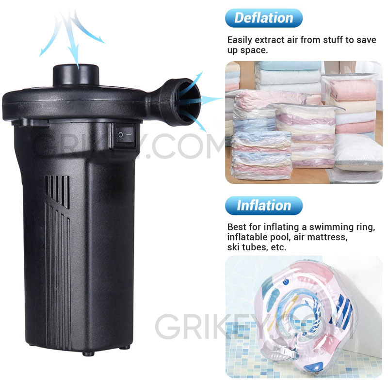 Air Pump for Inflatables Rechargeable Electric Pump Inflator/Deflator for Camping Inflatable Cushion Air Mattress Bed Pool Toy-grikey