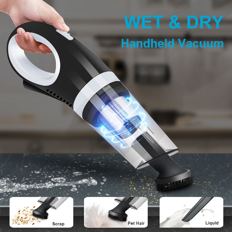 Cordless Vacuum Cleaner Handheld Rechargeable Vac for Car & Home, 7Kpa Cyclonic Suction Wet Dry Portable Vacuum Cleaner-grikey