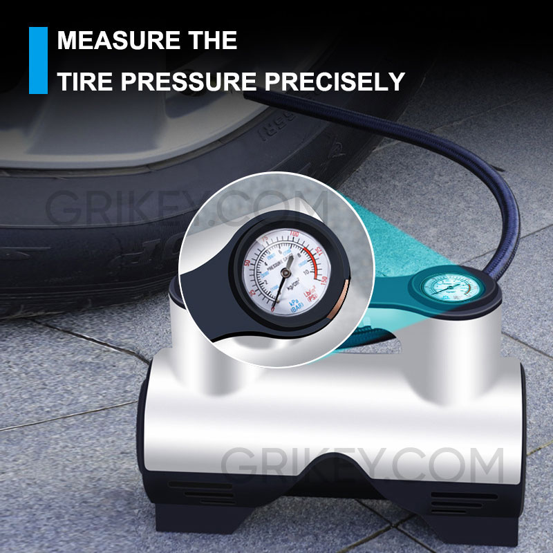 Tire Inflator Portable Air Compressor 12V DC Air Pump Tire Pump with Pressure Gauge LED Light for Car Tires Motorcycles Bike-grikey