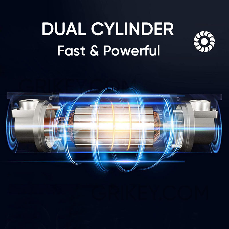 Portable Air Compressor Pump Tire Inflator 150PSI Heavy Duty Dual Cylinder with Pressure Gauge LED Light for Car SUV Trucks RV-grikey