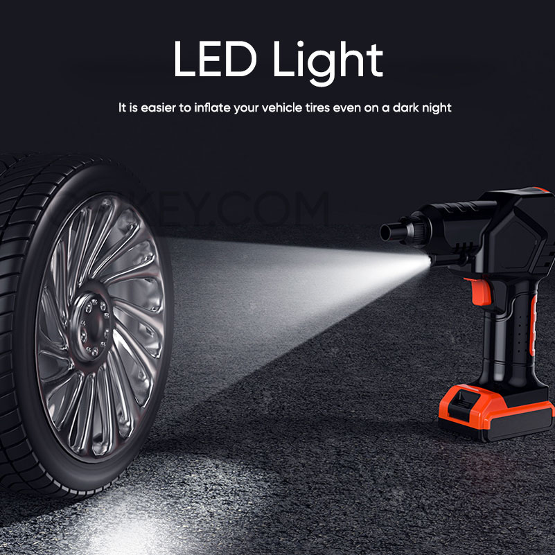 Cordless Tire Inflator Air Compressor Rechargeable Battery Powered Portable Air Pump Digital Pressure Gauge for Cars Motorcycles-grikey