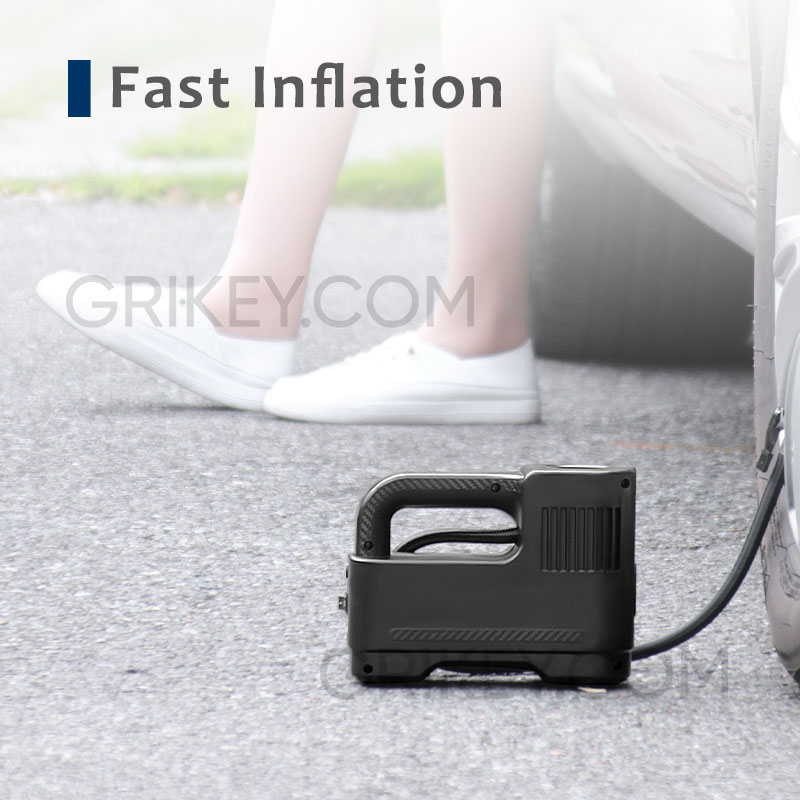 Tire Inflator Air Compressor with Pressure Gauge LED Light 12V DC Portable Electric Air Pump 150PSI Tyre Inflator for Car Tires-grikey