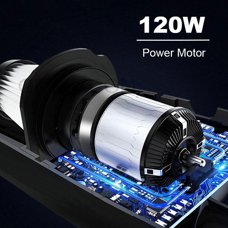 Car Vacuum Cleaner Tire Inflator 4-in-1 Portable Vacuum Cleaner with LCD Digital Display and LED Light 12V DC Handheld Cleaner-grikey