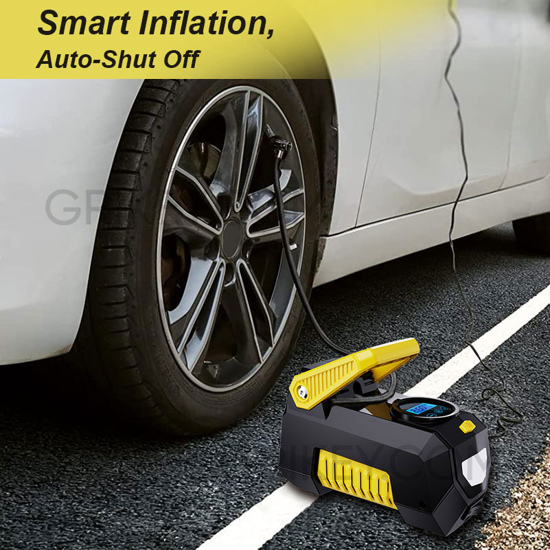 Air Compressor Tire Inflator Portable Air Pump 12V DC Auto Tire Pump w/ Digital Pressure Gauge LED Light for Car Tires Bicycle Ball-grikey