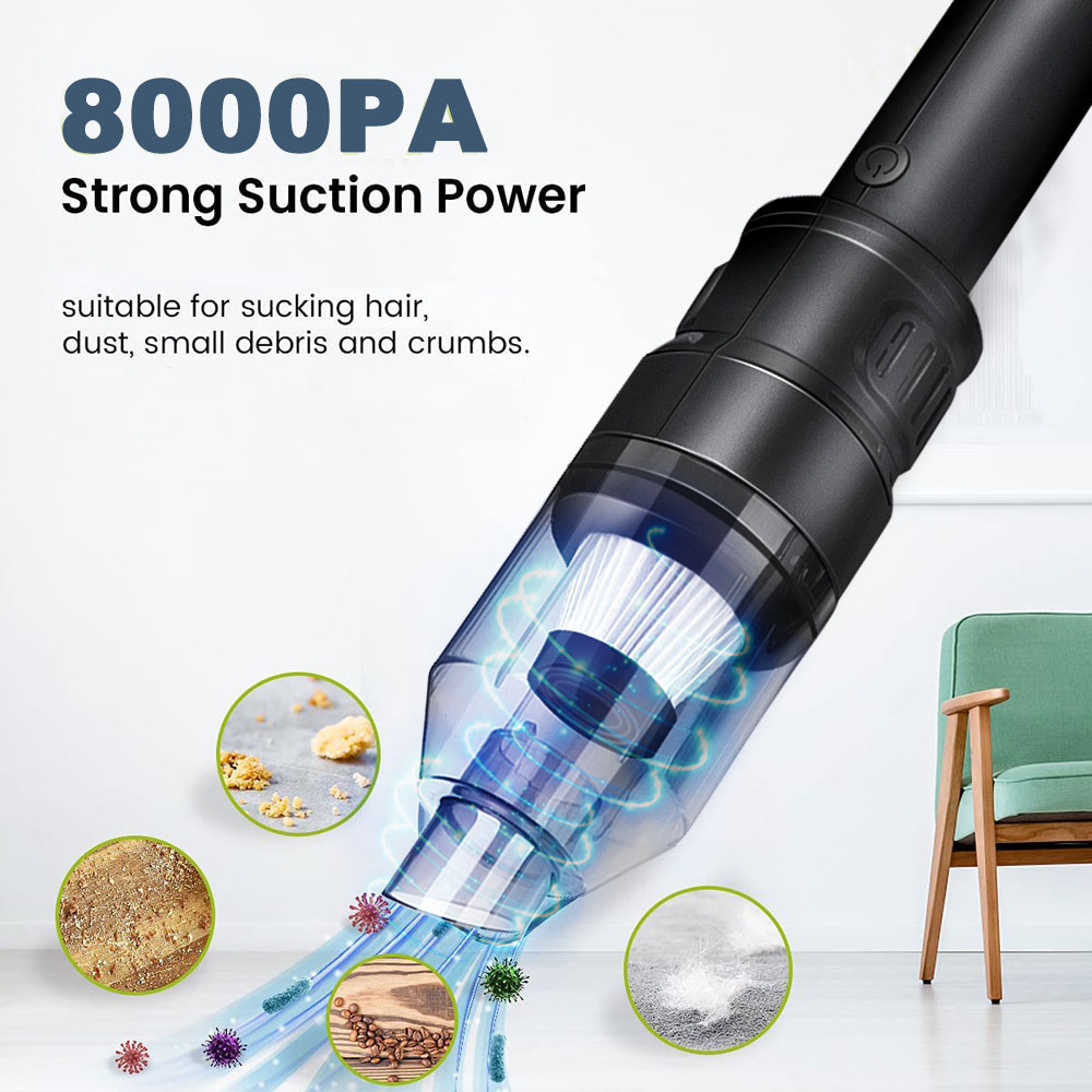 Handheld Vacuum Cleaner Cordless Portable Car Vacuum Cleaner 120W High Power USB Charging for Home Office Car Cleaning-grikey