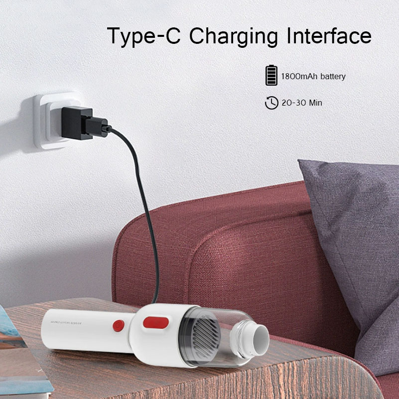 Cordless Handheld Vacuum Cleaner USB Rechargeable Portable Mini Size for Car Home Office Pets Hair Cleaning, Fast Charging Black-grikey