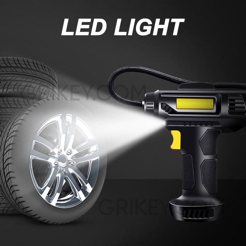 Tire Inflator Air Compressor with Pressure Gauge LED Light 12V DC Portable Electric Air Pump 150PSI Tyre Inflator for Car Tires-grikey