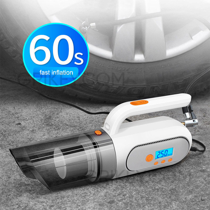 Car Vacuum Cleaner Tire Inflator 12V DC Portable Air Compressor Pump with Digital Tire Pressure Gauge LCD Display and LED Light-grikey