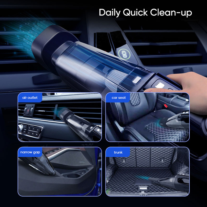 Car Vacuum Cleaner 4-in-1 Tire Inflator Portable Air Compressor with Tire Pressure Gauge LED Light 12 DC Corded Handheld Vacuum-grikey