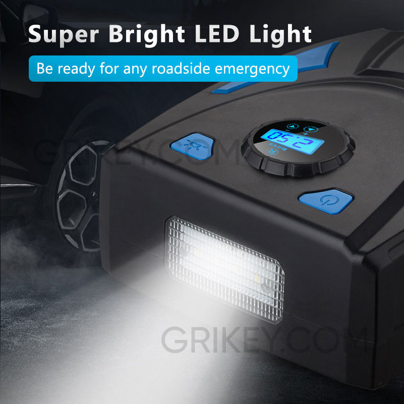 Tire Inflator Portable Air Compressor Air Pump w/ Digital Pressure Gauge LED Light DC 12V, 150PSI Tire Pump for Car Tires Bicycles Balls-grikey