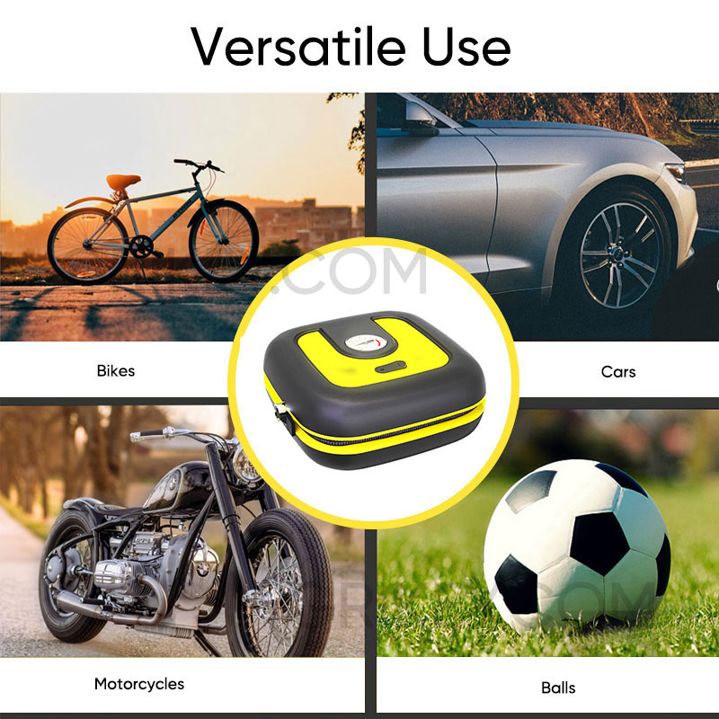 Portable Tire Inflator 12V DC Car Tire Pump with Pressure Gauge Fast Inflation Air Compressor with LED Light for Auto Bike Balls-grikey