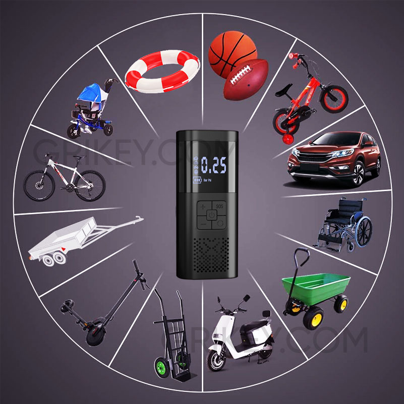 Portable Air Compressor Car Tire Inflator Auto Tire Pump w/ Digital Pressure Gauge LED Light Fast Inflation Car Tires Motorcycles-grikey