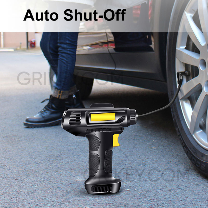 Tire Inflator Portable Air Compressor 12V Smart Air Pump W/ Digital Pressure Gauge Fast Inflation Tire Pump for Car Bicycle Ball-grikey
