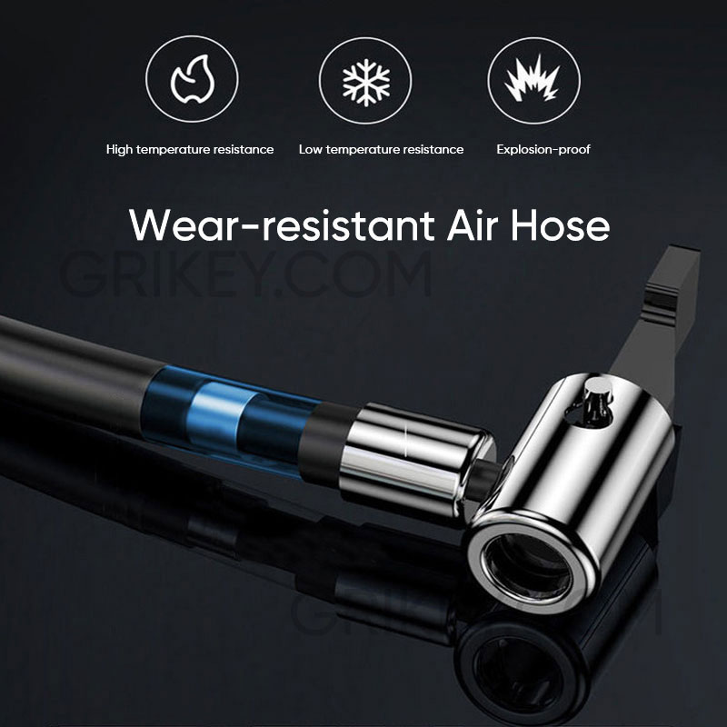 Tire Inflator Portable Air Compressor 12V Mini Electric Auto Tire Pump with Pressure Gauge LED Light for Car Tires Bicycle Ball-grikey