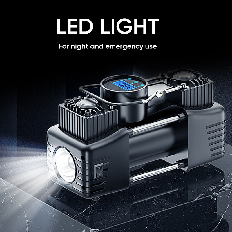 Portable Air Compressor Pump Tire Inflator 150PSI Heavy Duty Dual Cylinder with Digital Pressure Gauge for Car SUV Trucks RV-grikey