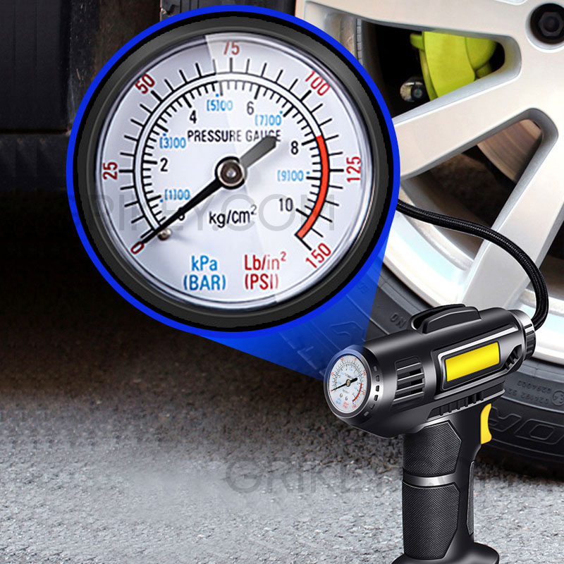 Tire Inflator Air Compressor with Pressure Gauge LED Light 12V DC Portable Electric Air Pump 150PSI Tyre Inflator for Car Tires-grikey