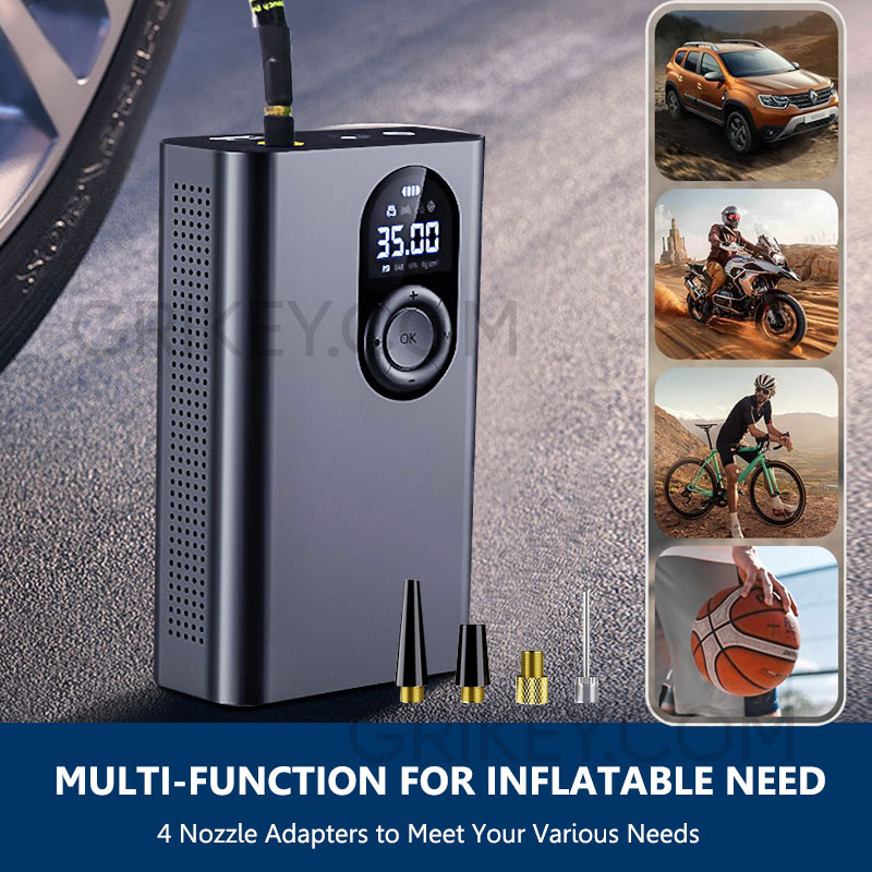 Cordless Tire Inflator Portable Air Compressor 150 PSI Rechargeable Battery 6000mAh Electric Air Pump for Car Tires Bicycle Motorcycle Ball-grikey