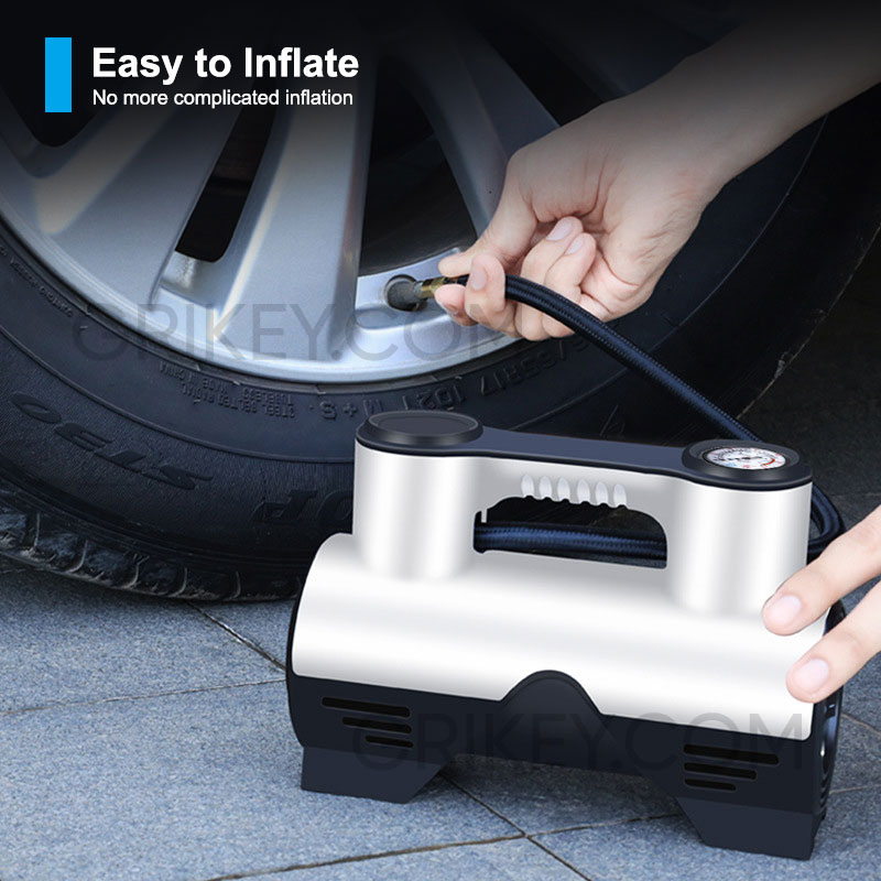 Tire Inflator Portable Air Compressor 12V DC Air Pump Tire Pump with Pressure Gauge LED Light for Car Tires Motorcycles Bike-grikey