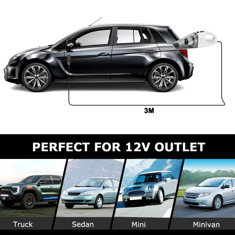 Handheld Car Vacuum Cleaner 120W High Power 12V DC Corded Portable Auto Vaccum Cleaner Car Accessories Kit for Quick Cleaning -grikey