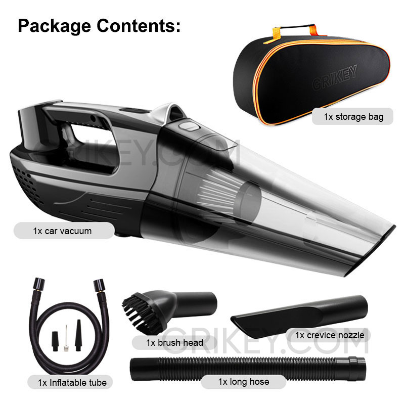 Car Vacuum Cleaner Tire Inflator 4-in-1 Portable Vacuum Cleaner with LCD Digital Display and LED Light 12V DC Handheld Cleaner-grikey