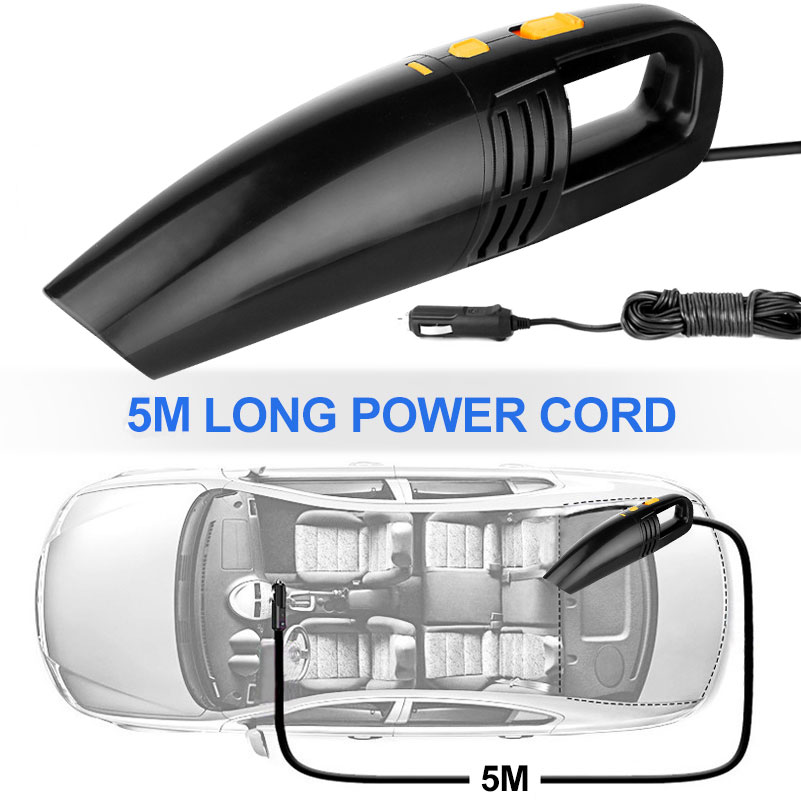 Car Vacuum Cleaner 120W High Power Portable Handheld Auto Vacuum Cleaner with 5M Long Corded Car Accessory for Quick Cleaning-grikey