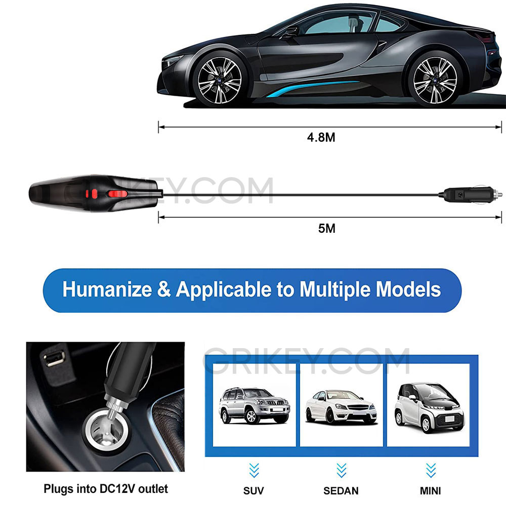 Car Vacuum Cleaner 120W High Power 12V DC Portable Handheld Corded Auto Vaccum Cleaner Car Accessory for Quick Cleaning -grikey