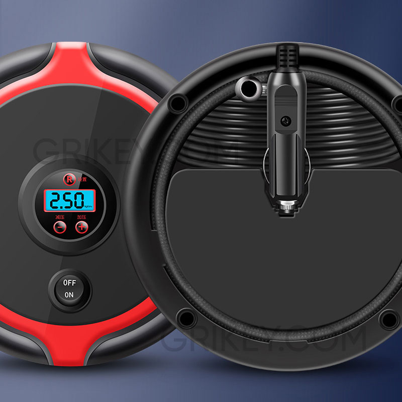 Air Compressor Tire Inflator Portable Air Pump 12V DC Auto Tire Pump w/ Digital Pressure Gauge LED Light for Car Tires Bicycle Balls-grikey