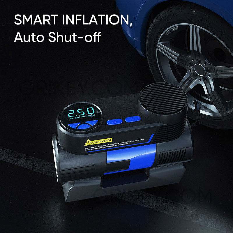 Tire Inflator Portable Air Compressor DC 12V Auto Air Pump 150PSI Fast Inflating with Digital Pressure Gauge for Car Tires Bike-grikey