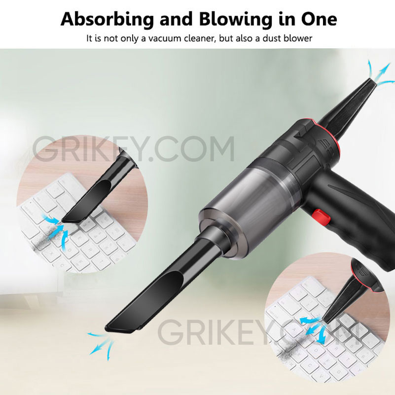 Cordless Vacuum & Air Duster 2 in 1 Mini Handheld Vac USB Rechargeable Easy to Clean Desktop Keyboard Drawer Car Interior-grikey
