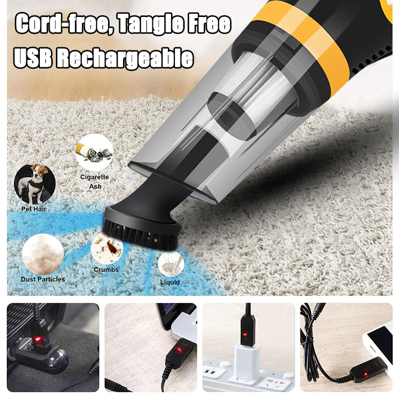 Handheld Vacuum Cordless Powered Battery Rechargeable Portable Powerful Cyclonic Suction Vacuums Cleaner for Home Office and Car-grikey