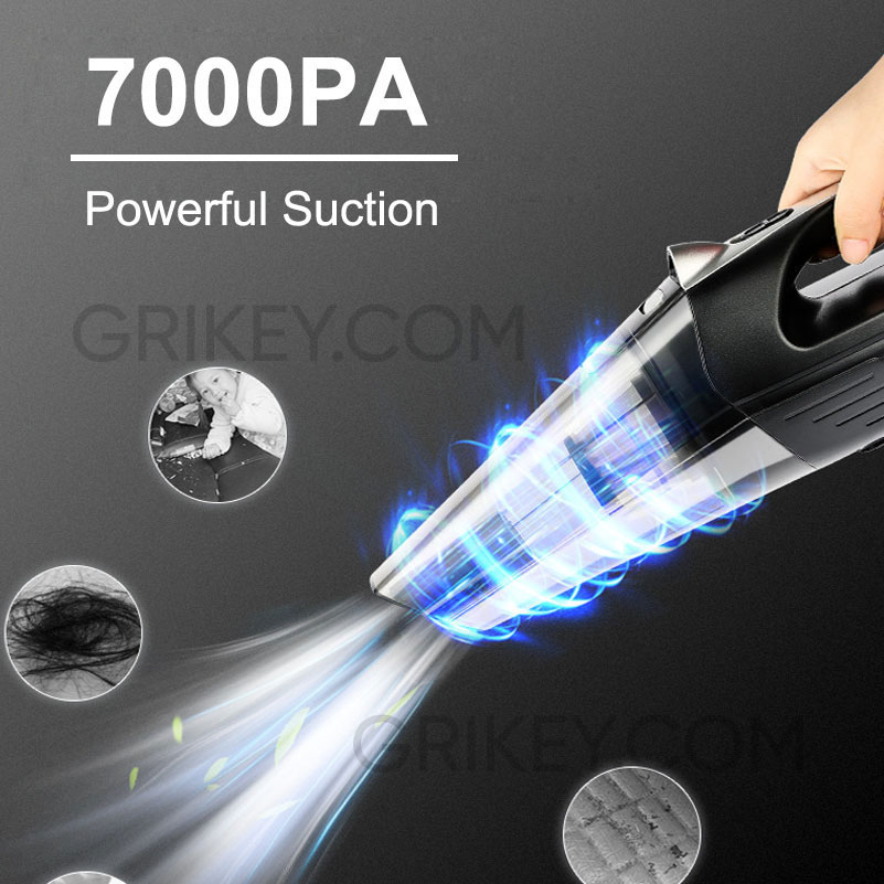 Car Vacuum Cleaner Tire Inflator 4-in-1 Portable Vacuum Cleaner with LCD Digital Display and LED Light 12V DC Handheld Cleaner-grikey