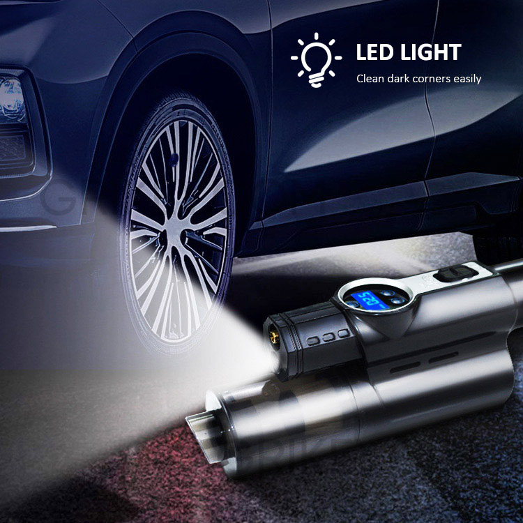 4-in-1 Car Vacuum Cleaner Tire Inflator Portable Air Compressor with Digital Tire Pressure Gauge LCD Display and LED Light 12V-grikey
