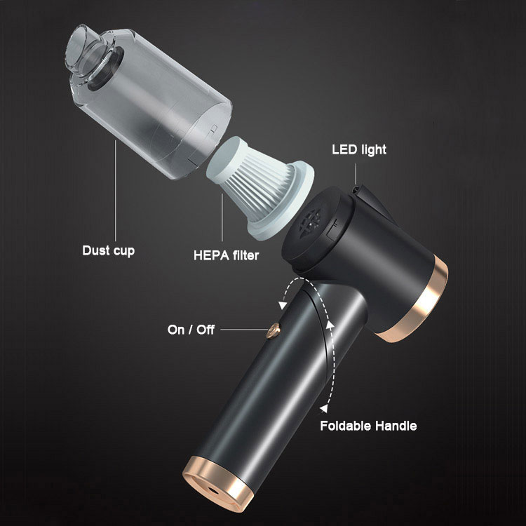 2 in 1 Mini USB Folding Wireless Vacuum Cleaner LED Power Suction Vaccum Cleaner Cordless-grikey