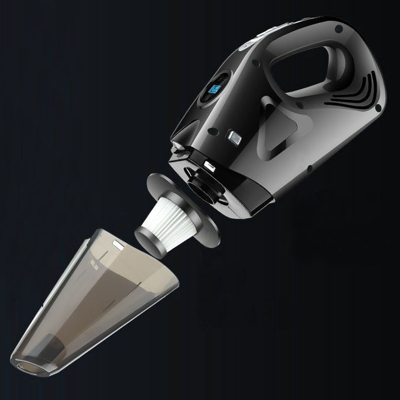 4-IN-1 Car Vacuum Cleaner Tire Inflator Portable Air Compressor with Digital Tire Pressure Gauge LCD Display LED Light DC 12V -grikey