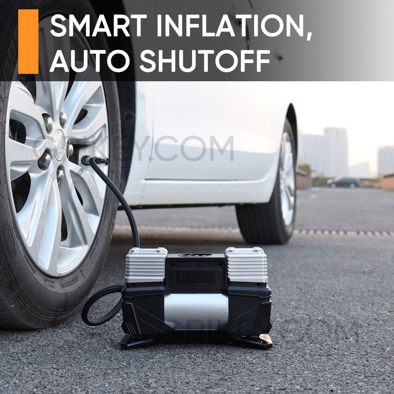 Portable Car Air Compressor Pump with Digital Gauge, 12V Dual Cylinder Tire Inflator Auto Shut Off Pump for Car SUV Truck RVs Bike Motorcycle Ball-grikey