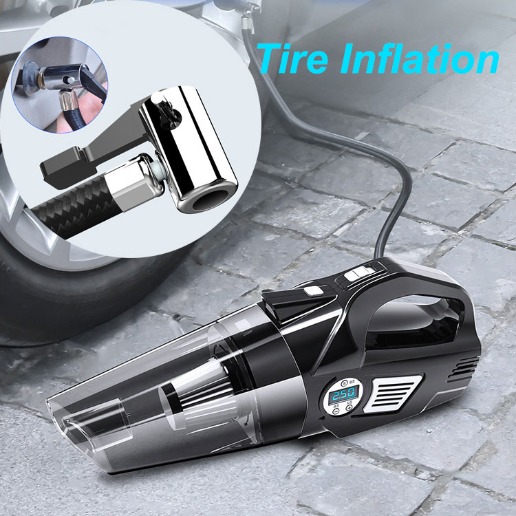 4 in 1 Portable Car Vacuum Cleaner with Digital Air Compressor Pump, High Power 6000Pa Handheld Vacuum w/Light, Tire Inflator-grikey