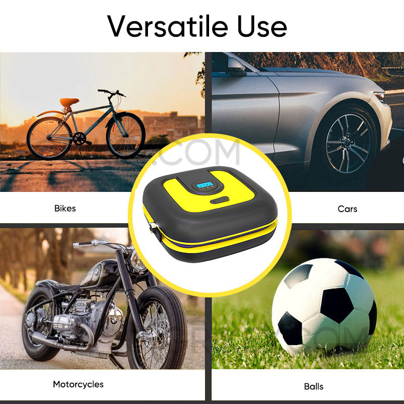 Tire Inflator Portable Air Compressor Air Pump 12V DC Auto Tire Pump w/ Digital Pressure Gauge LED Light for Car Bike Motorcycle Ball-grikey