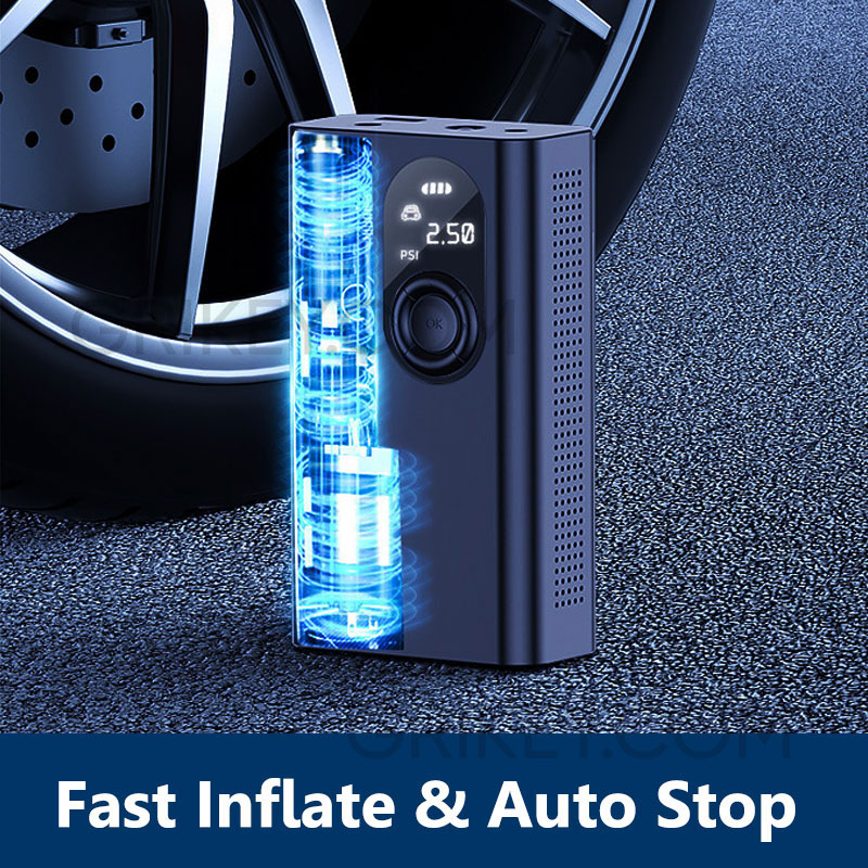 Cordless Tire Inflator Portable Air Compressor 150 PSI Rechargeable Battery 6000mAh Electric Air Pump for Car Tires Bicycle Motorcycle Ball-grikey