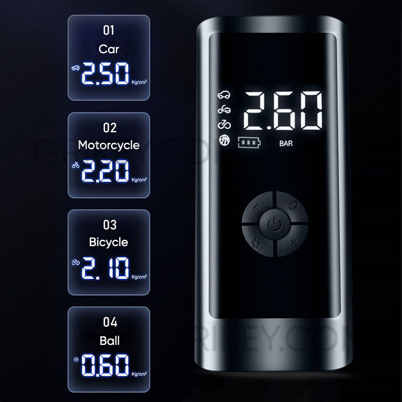 Tire Inflator Portable Air Compressor Pump 12V Mini Electric Tire Pump with Digital Pressure Gauge LED Light for Car Tires Bicycles Motorcycles Balls-grikey