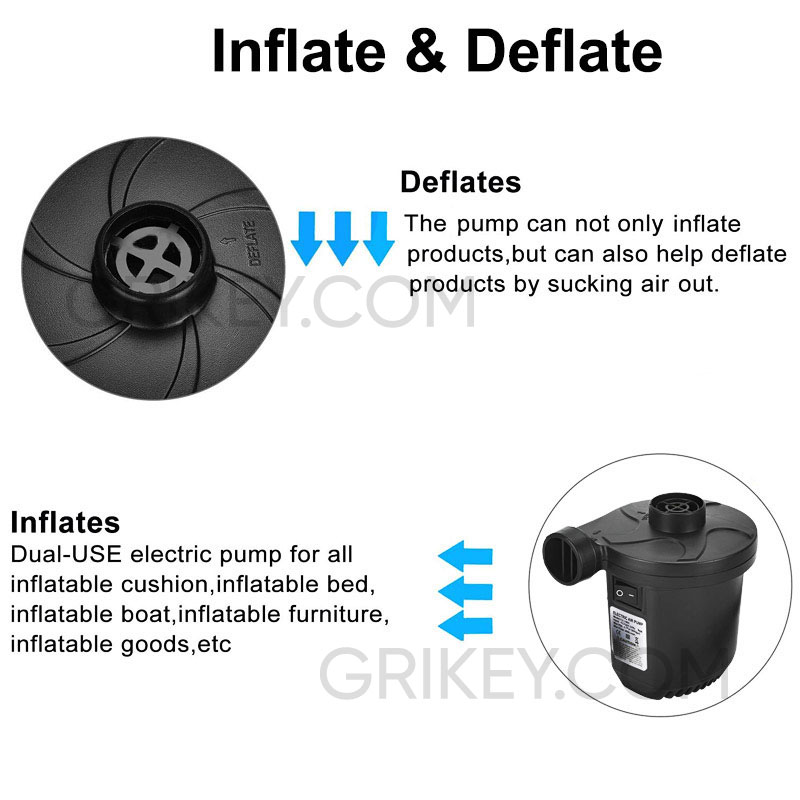 Air Pump for Inflatables Portable Quick-Fill Inflator/Deflator for Outdoor Camping Inflatable Cushions Air Mattress Beds Boats-grikey